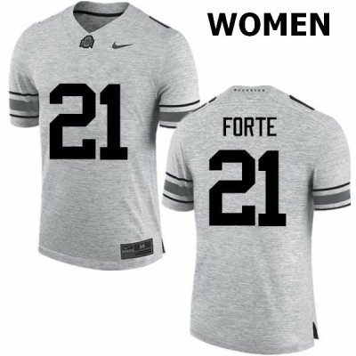 NCAA Ohio State Buckeyes Women's #21 Trevon Forte Gray Nike Football College Jersey OPD4145QD